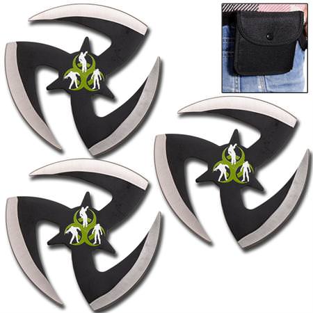 Walking Dead 3 Pcs Zombie Killer Throwing Star Set - TOPHATTER'S ARMORY DEALS Collectible Weapons - Tophatter Daily Deals