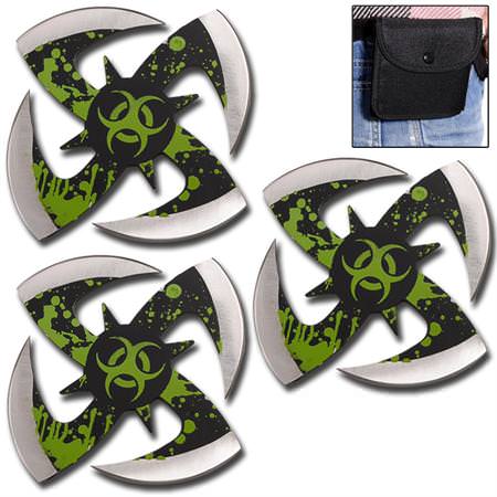 Wretched 3 Pcs Zombie Killer Throwing Star Set - TOPHATTER'S ARMORY DEALS Collectible Weapons - Tophatter Daily Deals