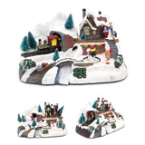 Illuminated Christmas Scene With Movement Xmas Model Village | Light Up LED Animated Christmas Village Ornament | Design Varies One Supplied Model Village - Tophatter Daily Deals