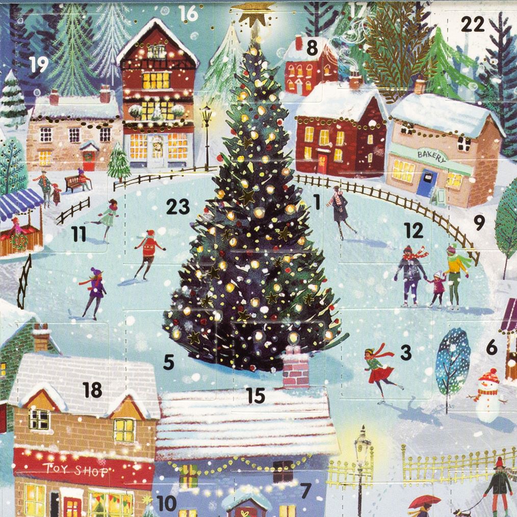 Skating in the Snow Advent Calendar Greetings Card | Christmas Advent Calendar Advent Calendar - Tophatter Daily Deals