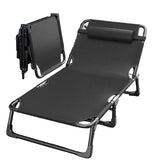 Foldable Oxford Cloth Sun Lounger with Headrest Sun Loungers - Tophatter Daily Deals