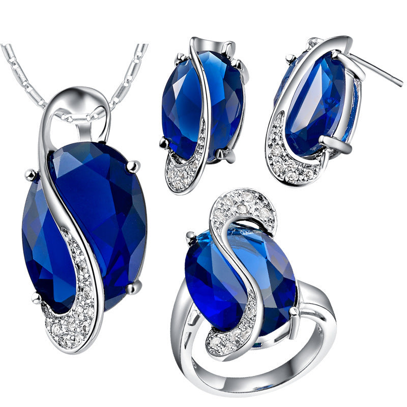 BEAUTIFUL EMERALD GREEN JEWLERY GIFT SET Blue necklace earrings set - Tophatter Daily Deals