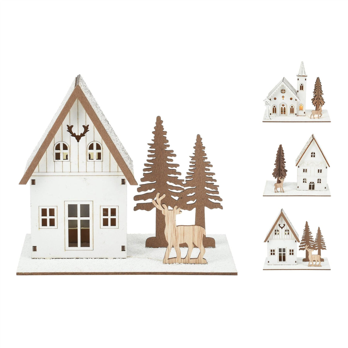 Light Up Wooden Christmas House | LED Winter Scene Ornament Christmas Decoration LED Light - Tophatter Daily Deals