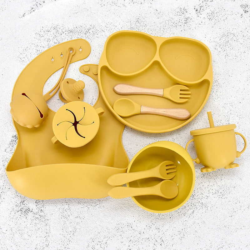 11 Piece Baby Training Dinner Plate Bowl Yellow 11PCS 0 - Tophatter Daily Deals