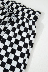 Black Checkered Print Long Sleeve Top and Pants Lounge Set Loungewear & Sleepwear/Loungewear - Tophatter Daily Deals