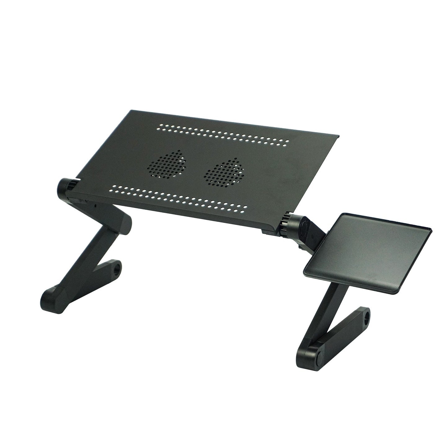 Aluminum Alloy Laptop Desk Folding Table Double fan Black 0 - Tophatter Daily Deals