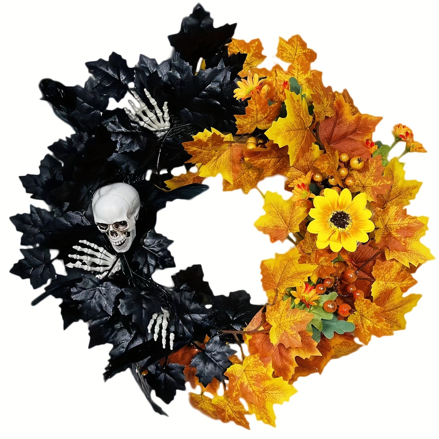 Skull Halloween Wreath Door Decor Halloween - Tophatter Daily Deals