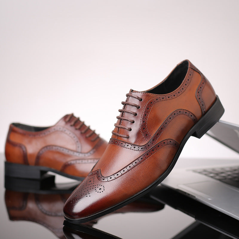 British block carved business leather shoes 0 - Tophatter Daily Deals