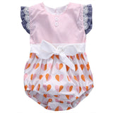 Baby Girl Flying Sleeve Lace Up Triangle Romper Pink 0 - Tophatter Daily Deals