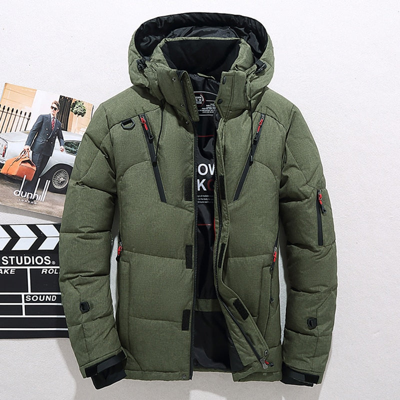 Windproof Men's Winter Jacket - Quilted, Insulated, City Military Green - Tophatter Daily Deals