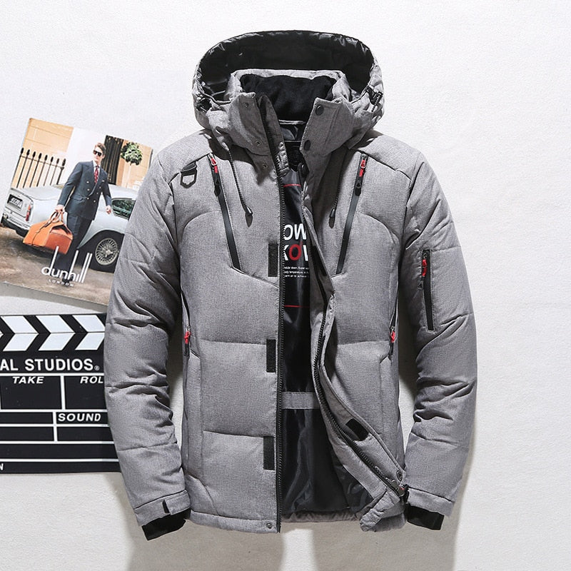 Windproof Men's Winter Jacket - Quilted, Insulated, City Gray - Tophatter Daily Deals