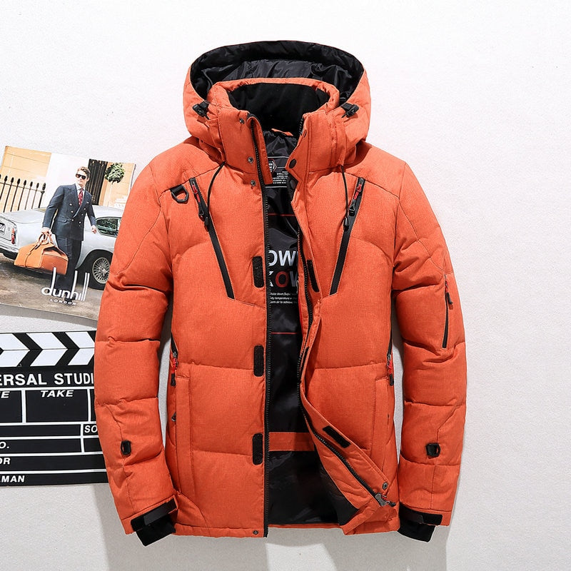 Windproof Men's Winter Jacket - Quilted, Insulated, City Orange - Tophatter Daily Deals