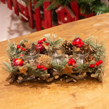 Handcrafted Christmas Triple Tealight Candle Holder ~ Xmas Table Centrepiece Candle Holder - Tophatter Daily Deals