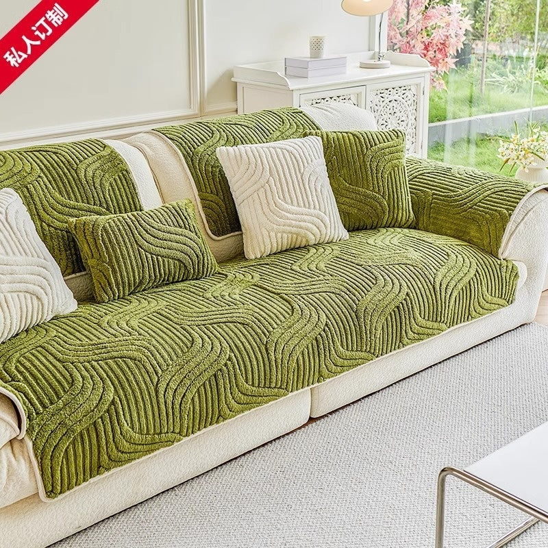 Autumn And Winter Thickening Non-slip Plush Sofa Cushion Fox Tail Green 90x180cm 0 - Tophatter Daily Deals