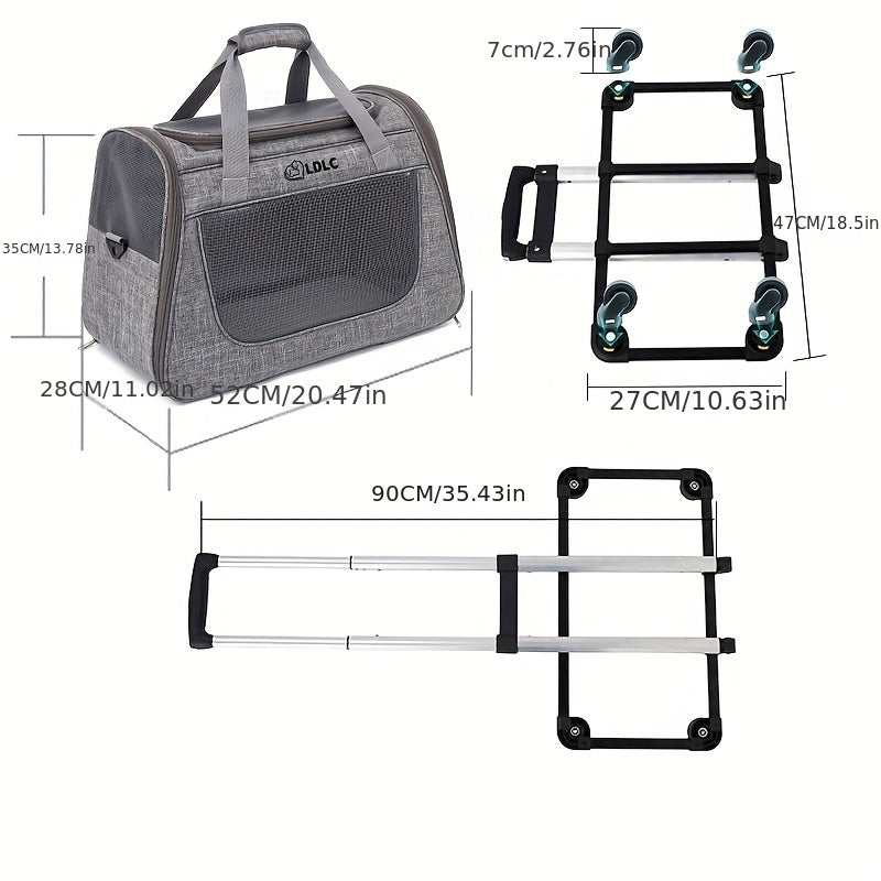 Pet Rolling Carrier with Detachable Wheels Pet Carriers & Crates - Tophatter Daily Deals
