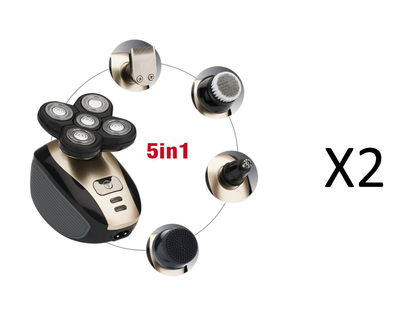 5 In 1 Multifunctional Electric Shaver 5 Blade Razor For Men Shaved Head Rechargeable Shaving Machine Beard Nose Hair Trimmer Black gold X 2pcs 0 - Tophatter Daily Deals