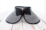 Foldable Bow Stripe Visor Black Hats - Tophatter Daily Deals