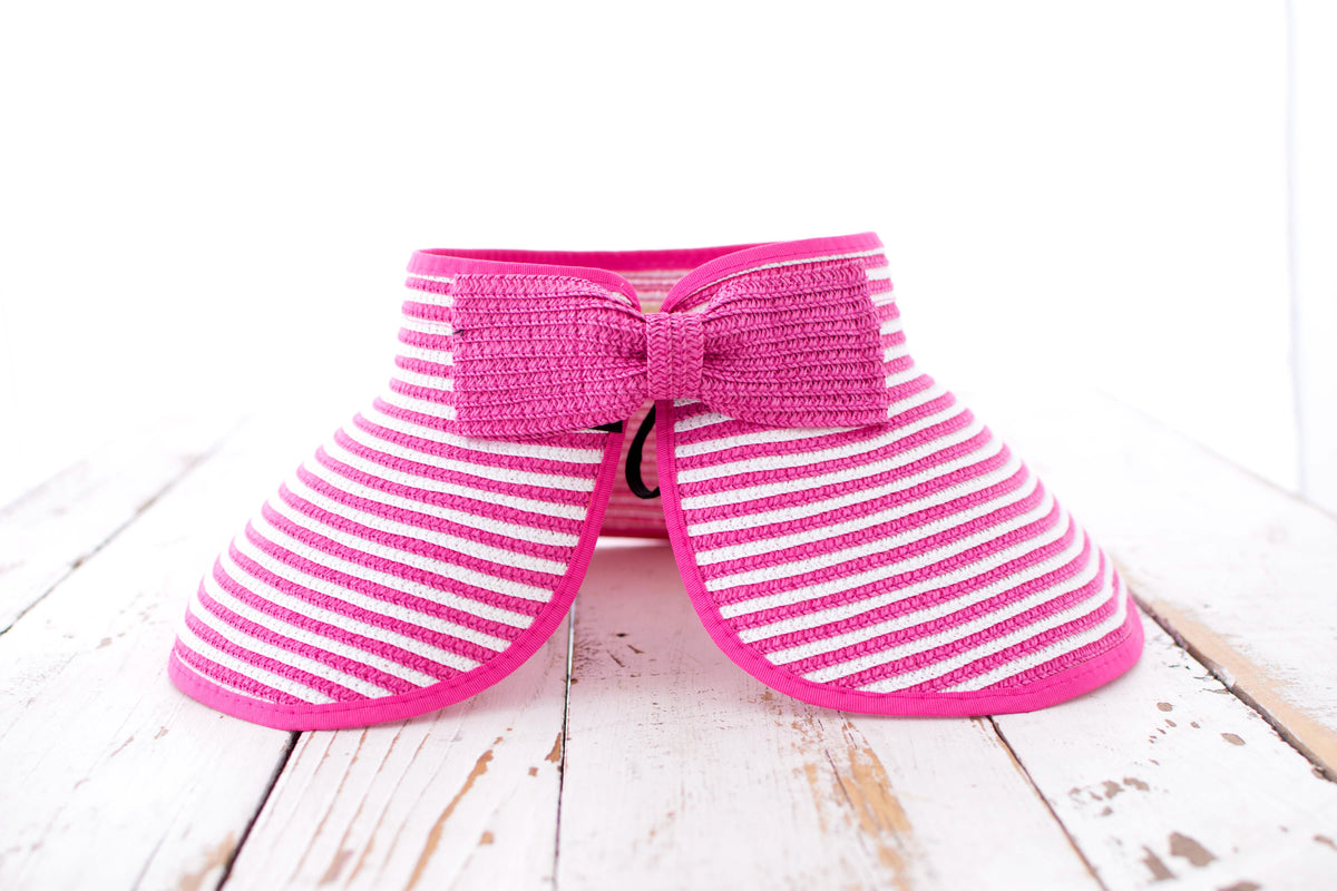 Foldable Bow Stripe Visor Hot Pink Hats - Tophatter Daily Deals