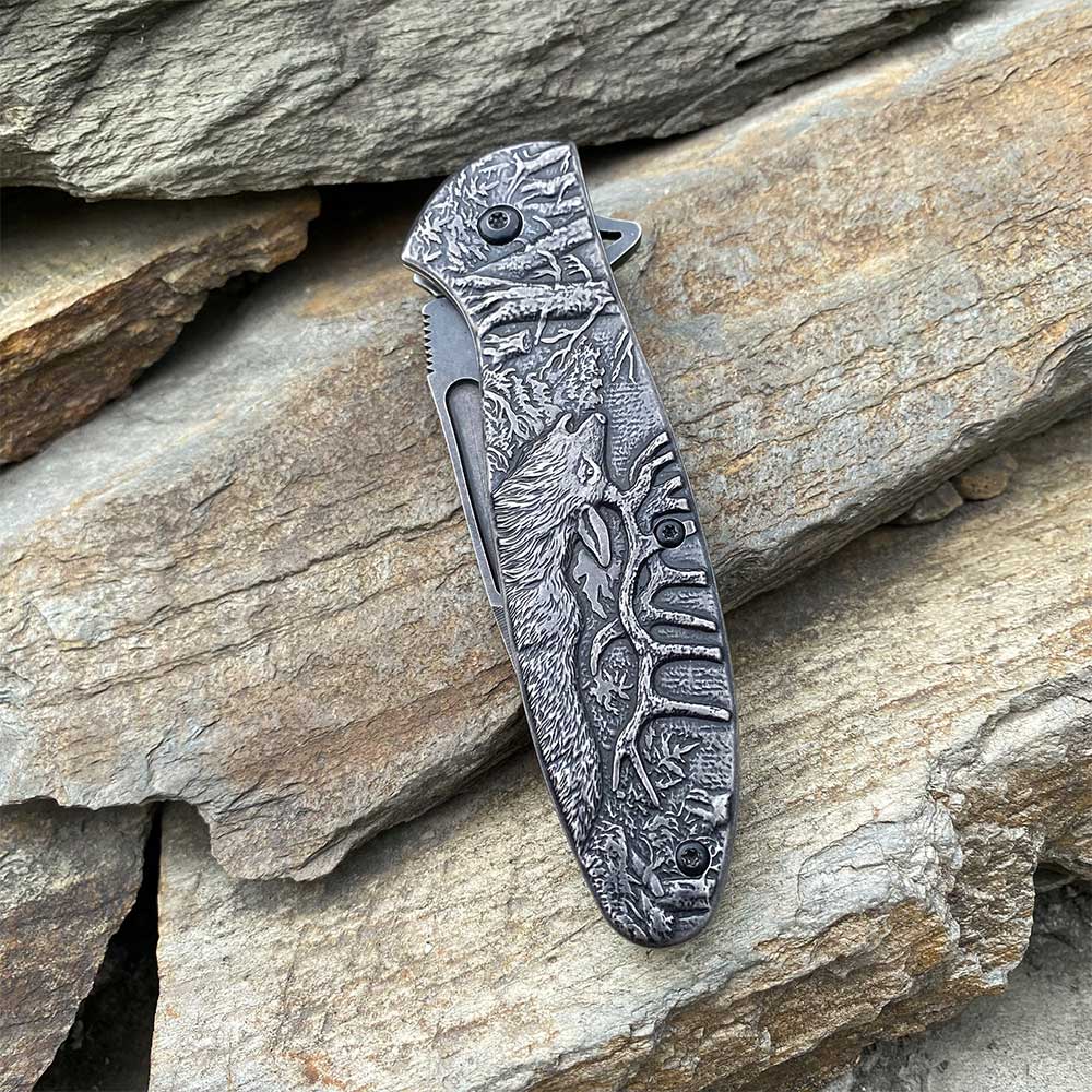 Male Deer Folding Knife Portable Camping Tool - Tophatter Daily Deals