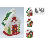 Ceramic LED Christmas House | Light Up House Christmas Village Ornament - 11cm LED Light - Tophatter Daily Deals
