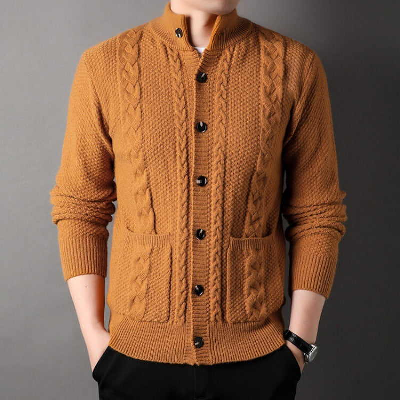 Warm Cozy Men's Cardigan - Single-Breasted Jacquard Knit 3D Changing Face Moving Picture Frame - Tophatter Daily Deals