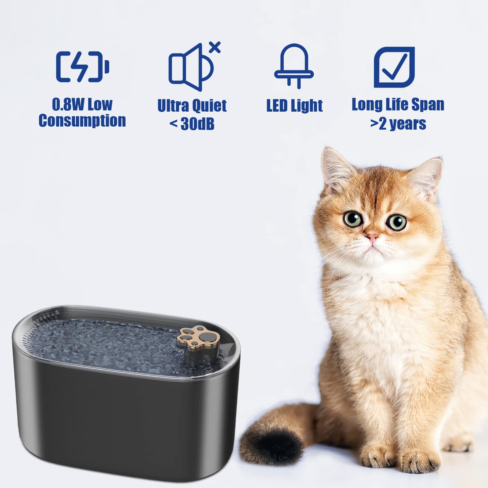 3L Cat Water Fountain Filter Automatic Drinker For Dogs Cats Pet Water Dispenser Ultra-Quiet Water Dispenser With LED Light Pet Products 0 - Tophatter Daily Deals