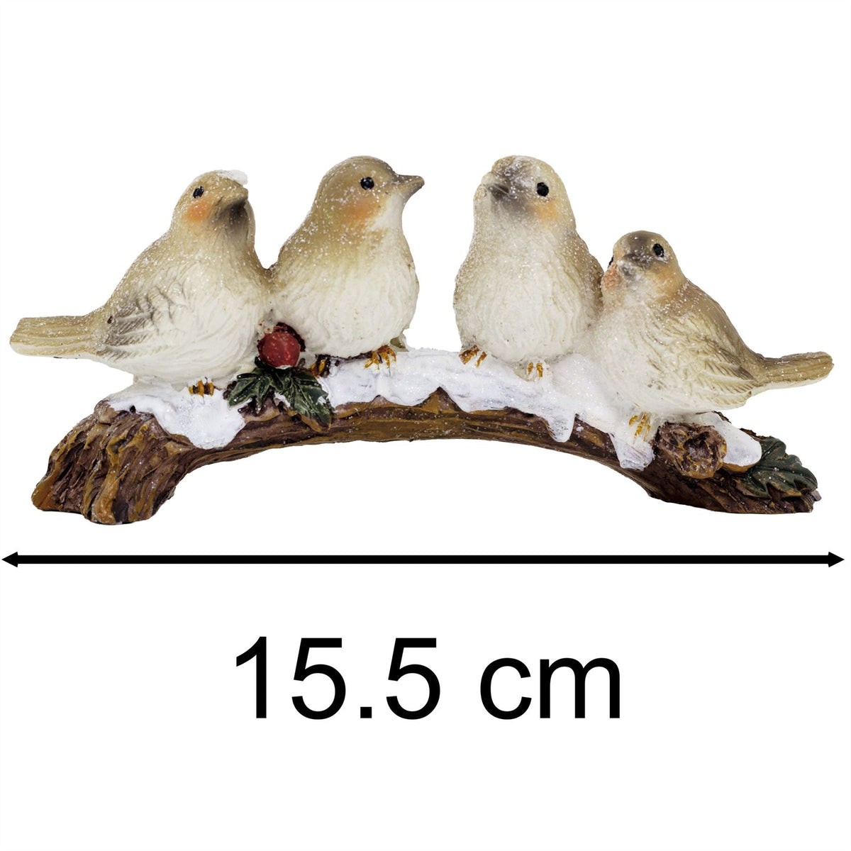 Festive Snowbirds on a Branch | 4 Bird Christmas Wildlife Ornament Figurine Ornament - Tophatter Daily Deals