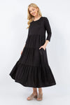 Celeste Full Size Tiered Midi Dress with Pockets Casual Dresses - Tophatter Daily Deals