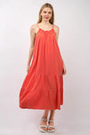 VERY J Ruffled A-Line Midi Cami Dress Coral Casual Dresses - Tophatter Daily Deals