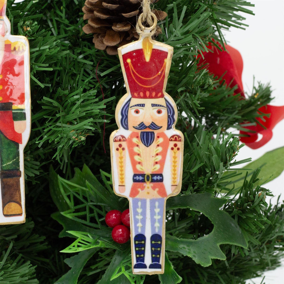 Nutcracker Christmas Bauble | Vintage Metal Soldier Tree Ornament with Twine Baubles - Tophatter Daily Deals