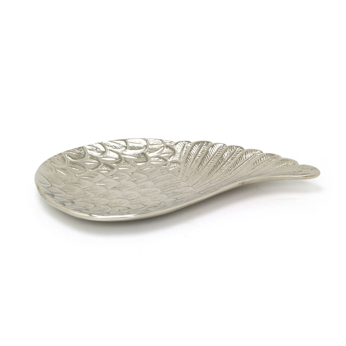 Exquisite Silver Aluminium Angel Wing Display Dish | Feather Trinket Vanity Tray Trinket Dish - Tophatter Daily Deals