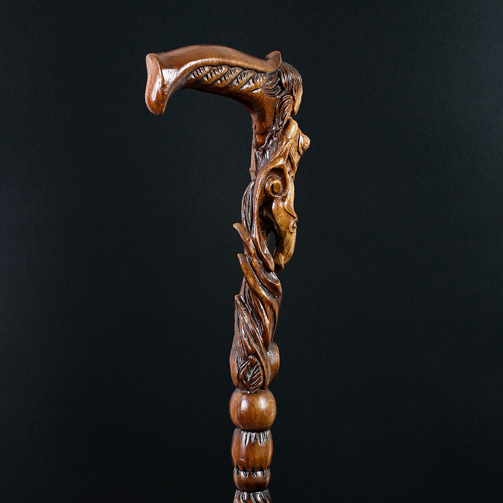 Forest fairy (dark) Artisan Intricate Detail Handcarved Cane Hand Carved Artisan - Tophatter Daily Deals