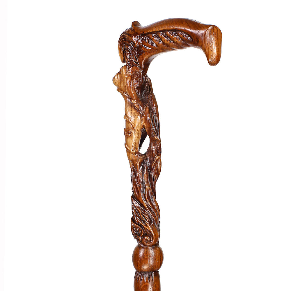 Forest fairy (dark) Artisan Intricate Detail Handcarved Cane Hand Carved Artisan - Tophatter Daily Deals