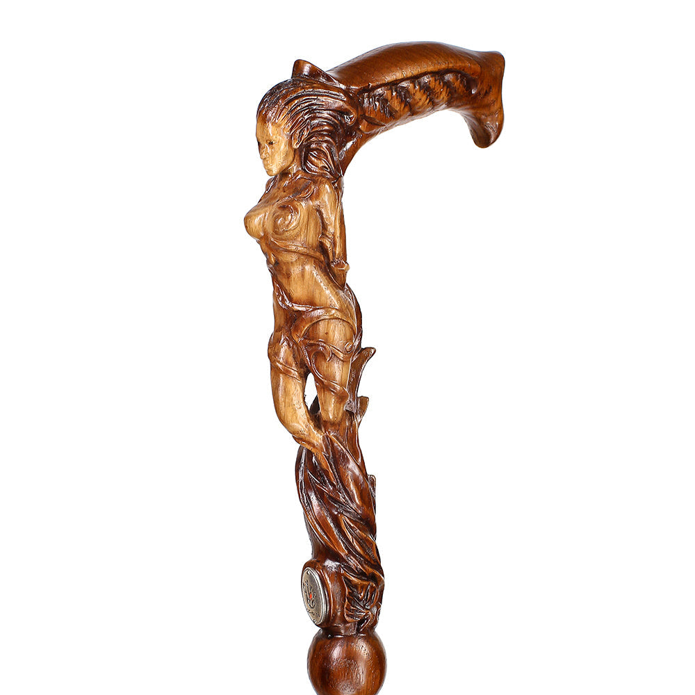 Forest fairy (dark) Artisan Intricate Detail Handcarved Cane Hand Carved Artisan - Tophatter Daily Deals