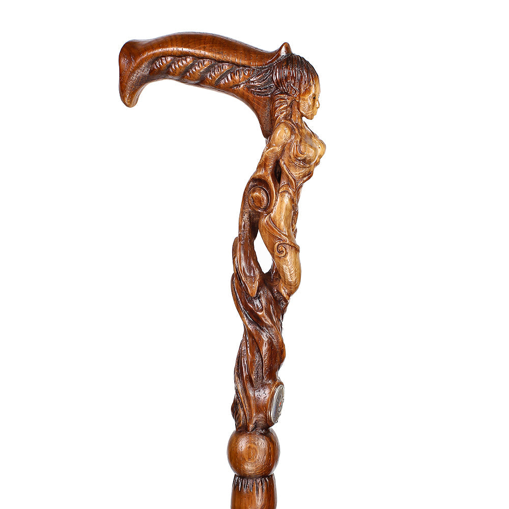 Forest fairy (dark) Artisan Intricate Detail Handcarved Cane Hand Carved Artisan - Tophatter Daily Deals