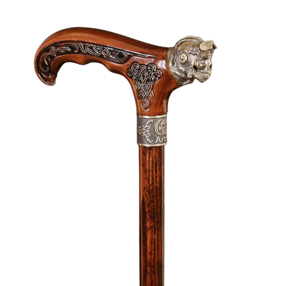 Pilot Aviator Skull Squadron: Bronze Casted Cane Hand Carved Artisan - Tophatter Daily Deals