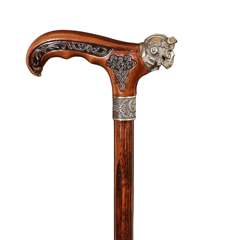Pilot Aviator Skull Squadron: Bronze Casted Cane Hand Carved Artisan - Tophatter Daily Deals