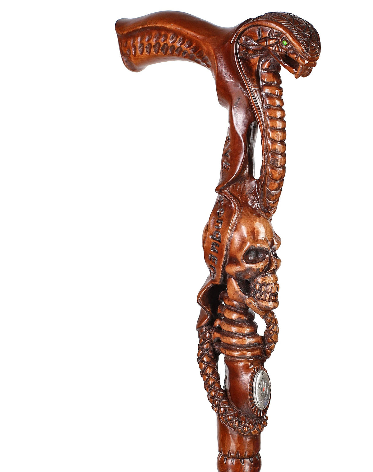 Cobra & Skull Encounter: Intricately Handcarved Artisan Cane Animal Handled Canes - Tophatter Daily Deals