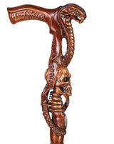 Cobra & Skull Encounter: Intricately Handcarved Artisan Cane Animal Handled Canes - Tophatter Daily Deals