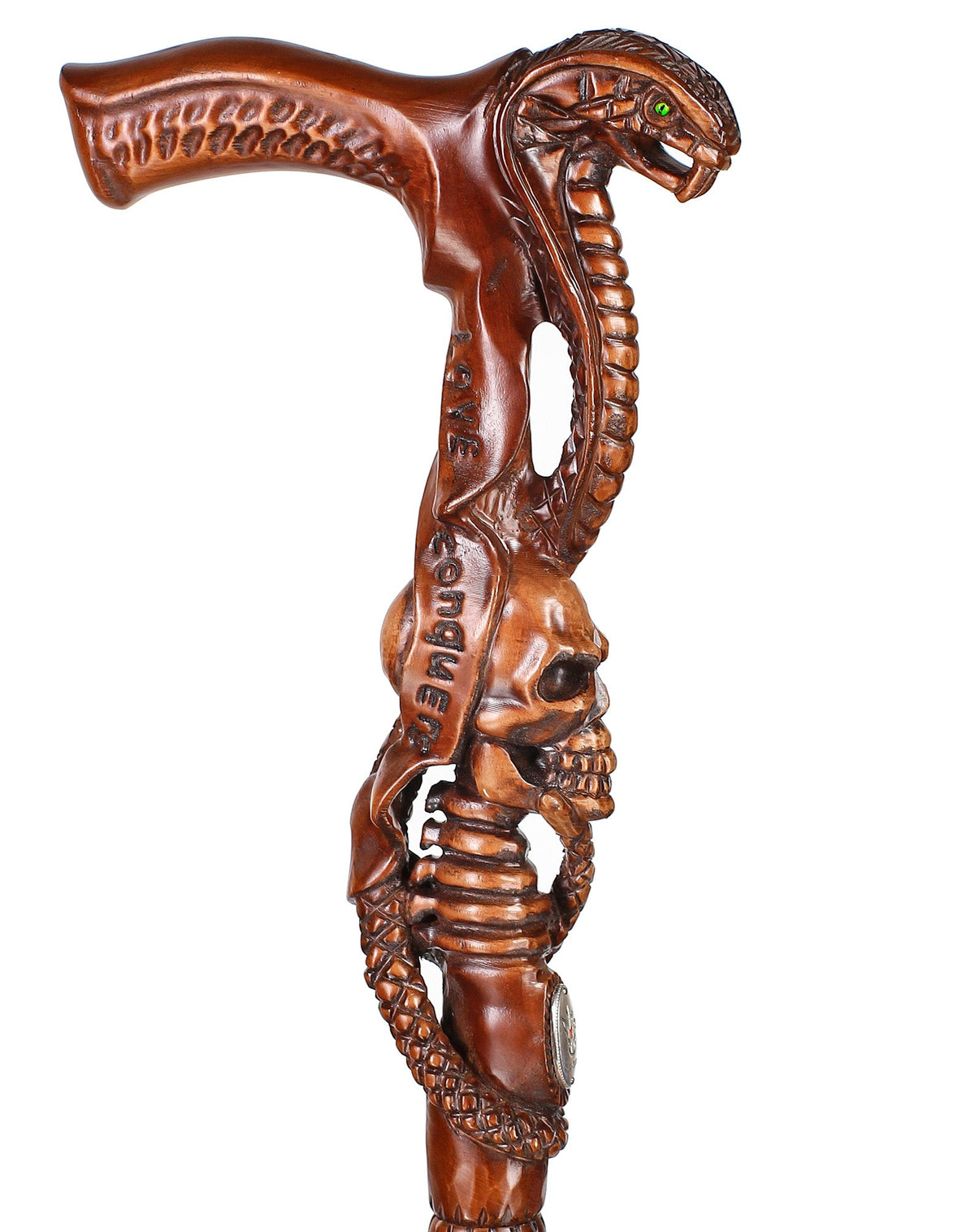 Cobra & Skull Encounter: Intricately Handcarved Artisan Cane Animal Handled Canes - Tophatter Daily Deals