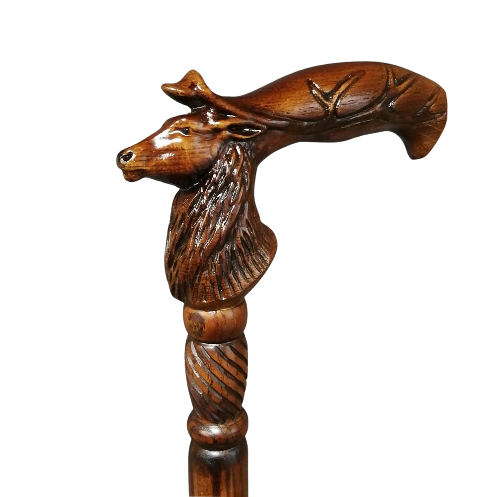 Deer Wolf Artisan Intricate Detail Hand-Carved Walking Cane Hand Carved Artisan - Tophatter Daily Deals