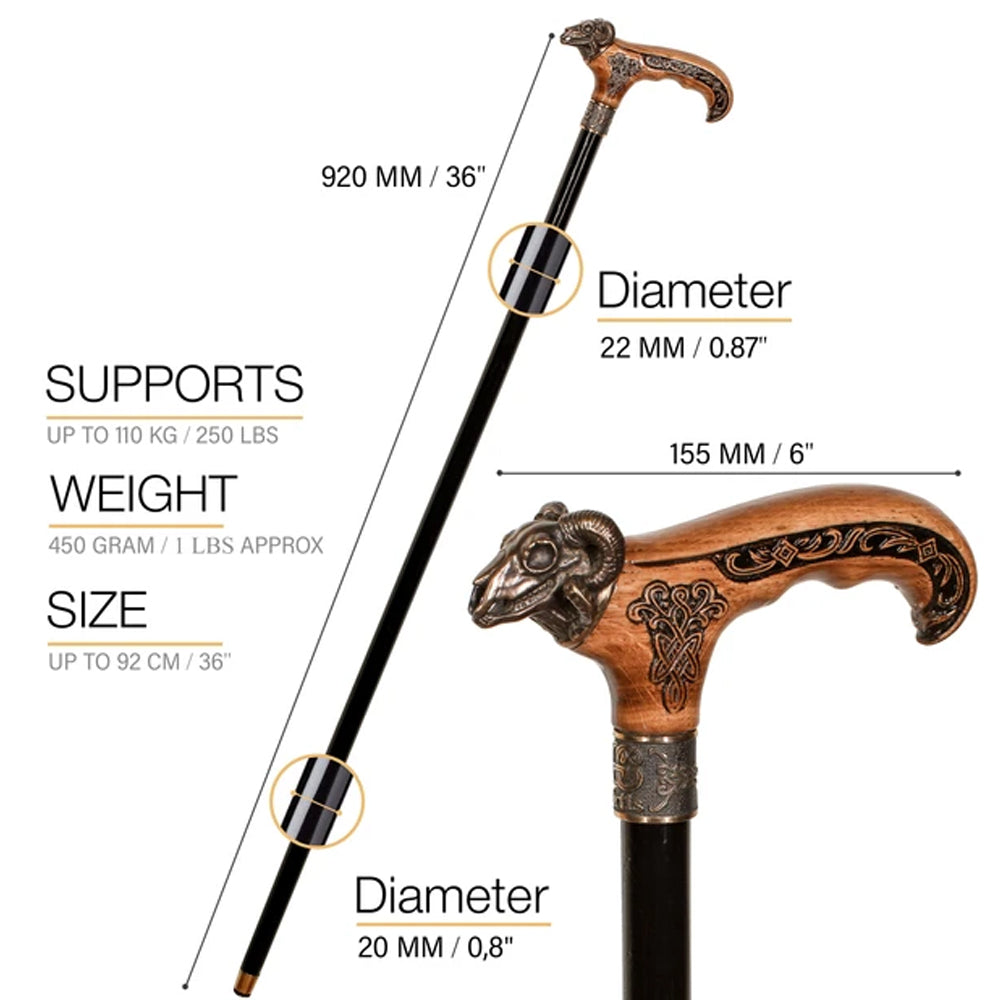 Ram Skull Casted Bronze: Artisan Intricate Detail Design Cane Hand Carved Artisan - Tophatter Daily Deals