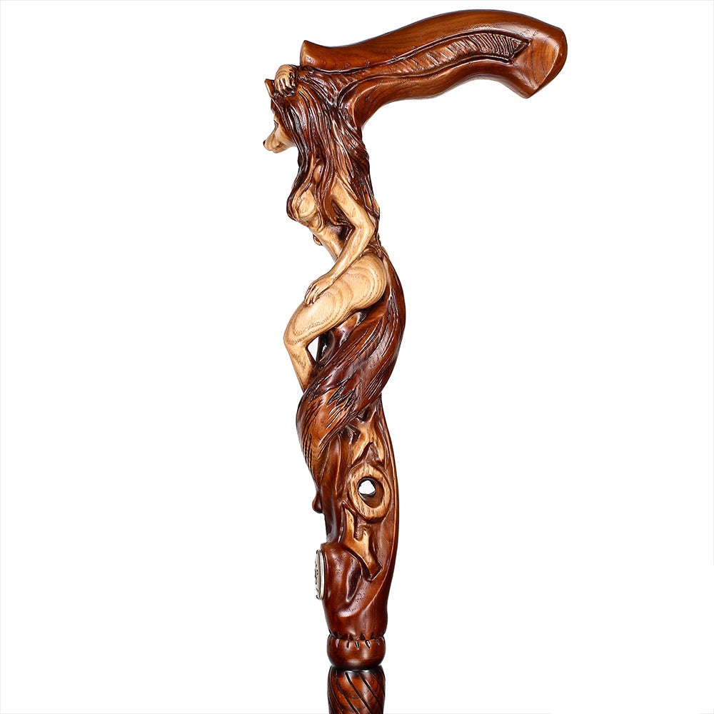 Foxy Girl: Artisan Intricate Detail Hand-Carved Cane Hand Carved Artisan - Tophatter Daily Deals