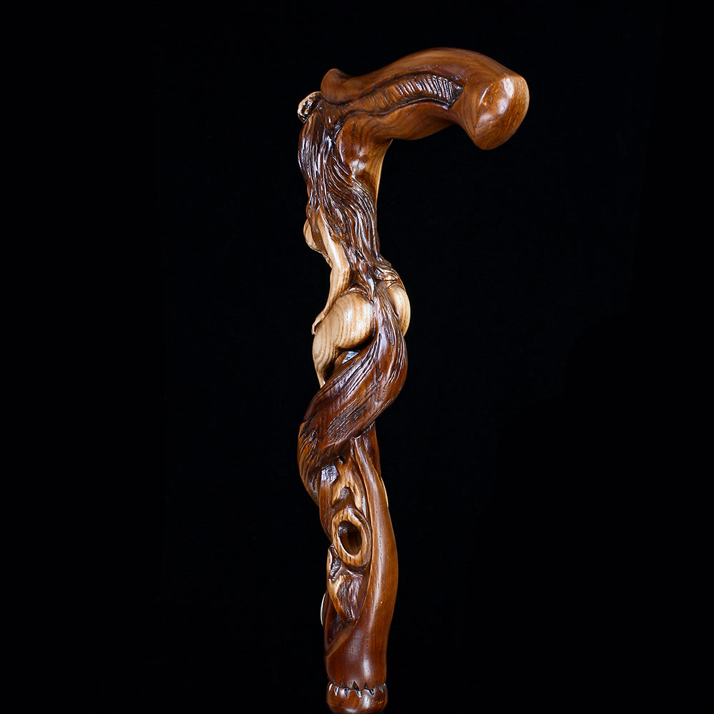 Foxy Girl: Artisan Intricate Detail Hand-Carved Cane Hand Carved Artisan - Tophatter Daily Deals