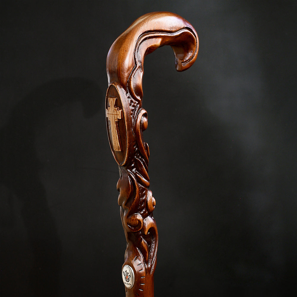 Pilgrim's Cane: Christian Cross Artisan Intricate Handcarved Hand Carved Artisan - Tophatter Daily Deals