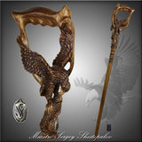 Hunting Eagle and Fish: Artisan Intricate Detail Handcarved Cane Animal Handled Canes - Tophatter Daily Deals
