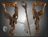 Hunting Eagle and Fish: Artisan Intricate Detail Handcarved Cane Animal Handled Canes - Tophatter Daily Deals