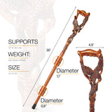 Hunting Eagle and Fish: Artisan Intricate Detail Handcarved Cane Animal Handled Canes - Tophatter Daily Deals