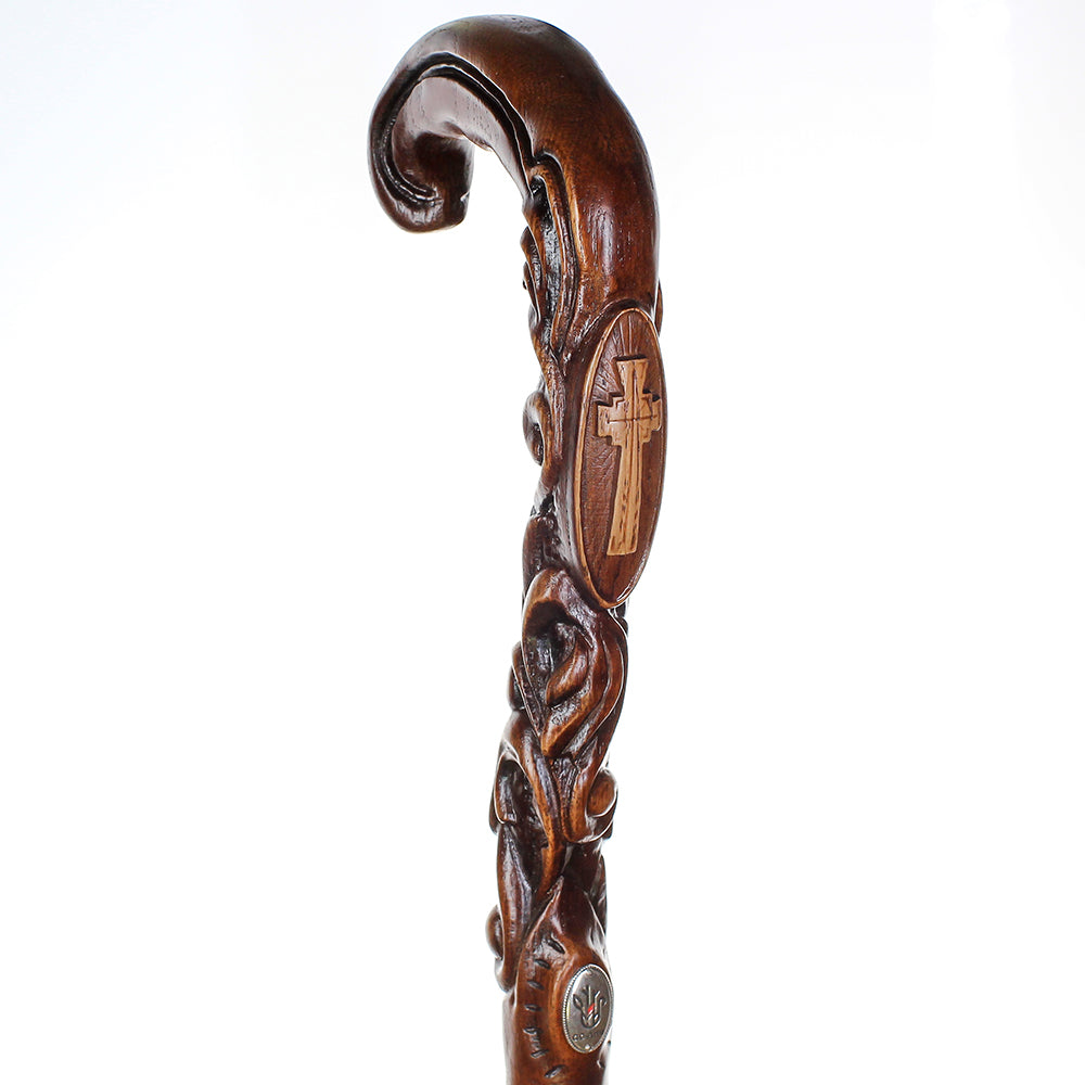 Pilgrim's Cane: Christian Cross Artisan Intricate Handcarved Hand Carved Artisan - Tophatter Daily Deals