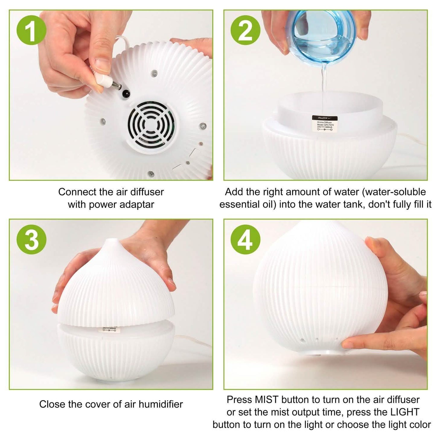330ml Cool Mist Humidifier with 7 Color LED Lights Health & Wellness - Tophatter Daily Deals
